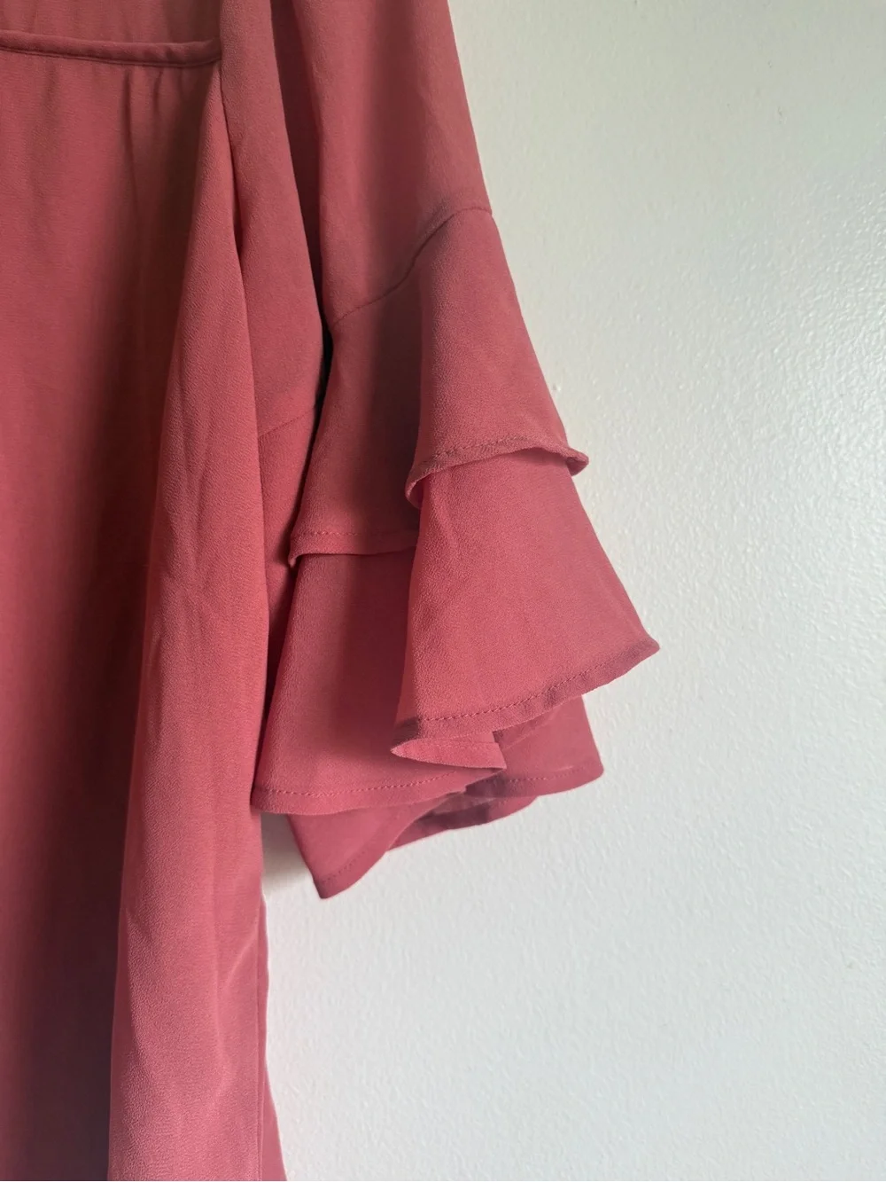 Monteau Ruffled Neck Tiered-Sleeve Blouse - Rose - Picture 5 of 7